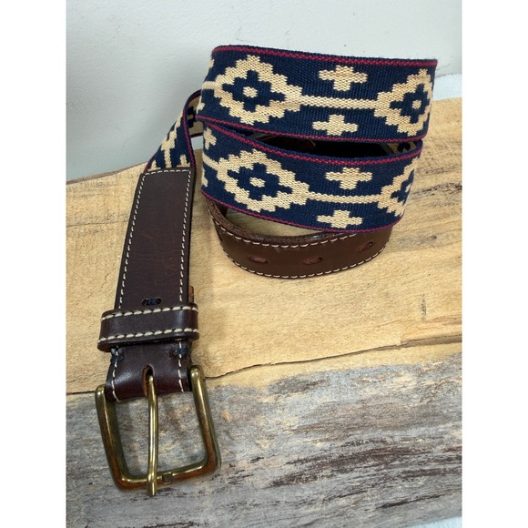 F.M. Allen Other - Southwestern Heritage Woven Leather Belt F.M. Allen Mens 40 VTG Navy Brown Italy